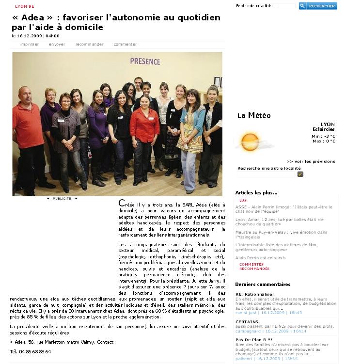 Article Le Progrès 16.12.09 Article Le Progrès 16.12.09